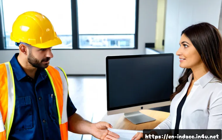 산업재해 관련 국가별 제도 비교 - Photorealistic workplace injury support comparison scene, split composition showing a construction w...